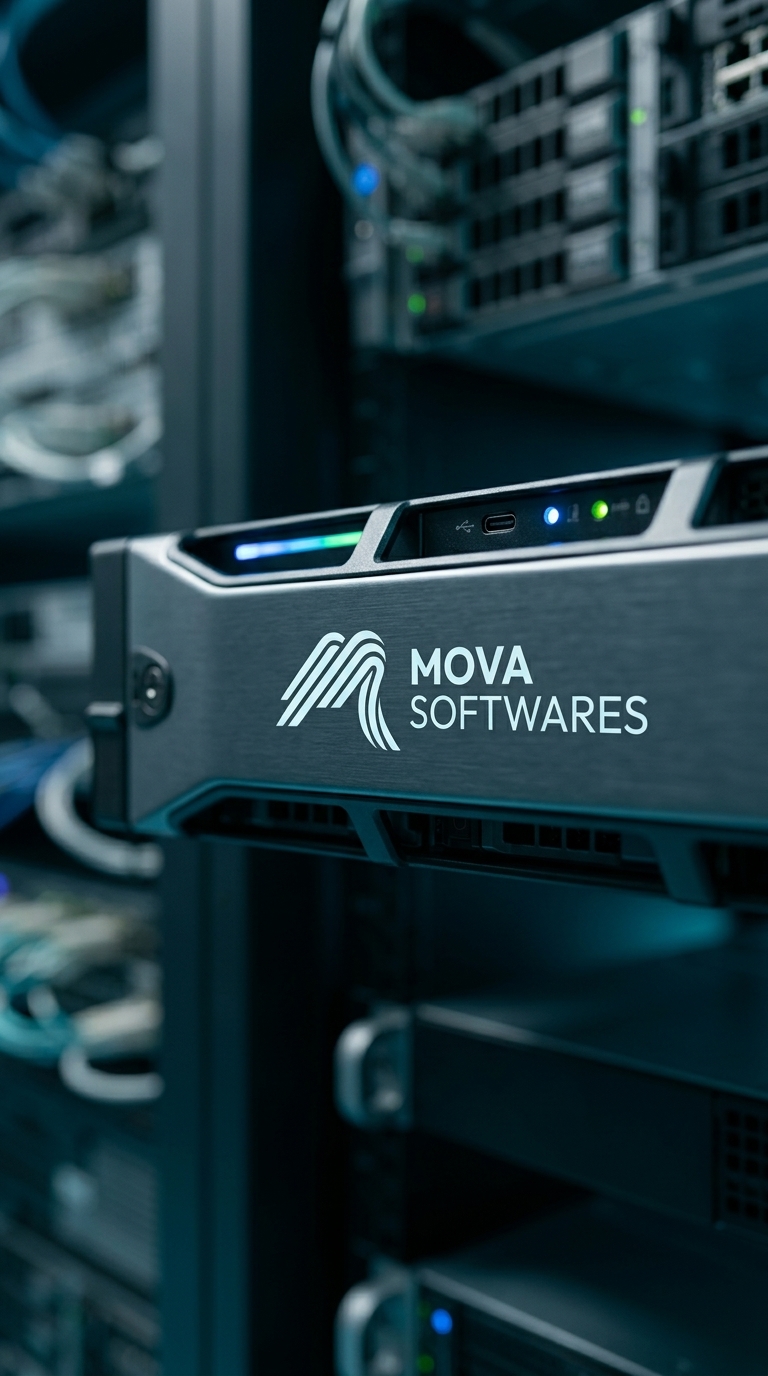 Estação de trabalho Mova Softwares com teclado mecânico e mockups de desenvolvimento de site em Guarapuava