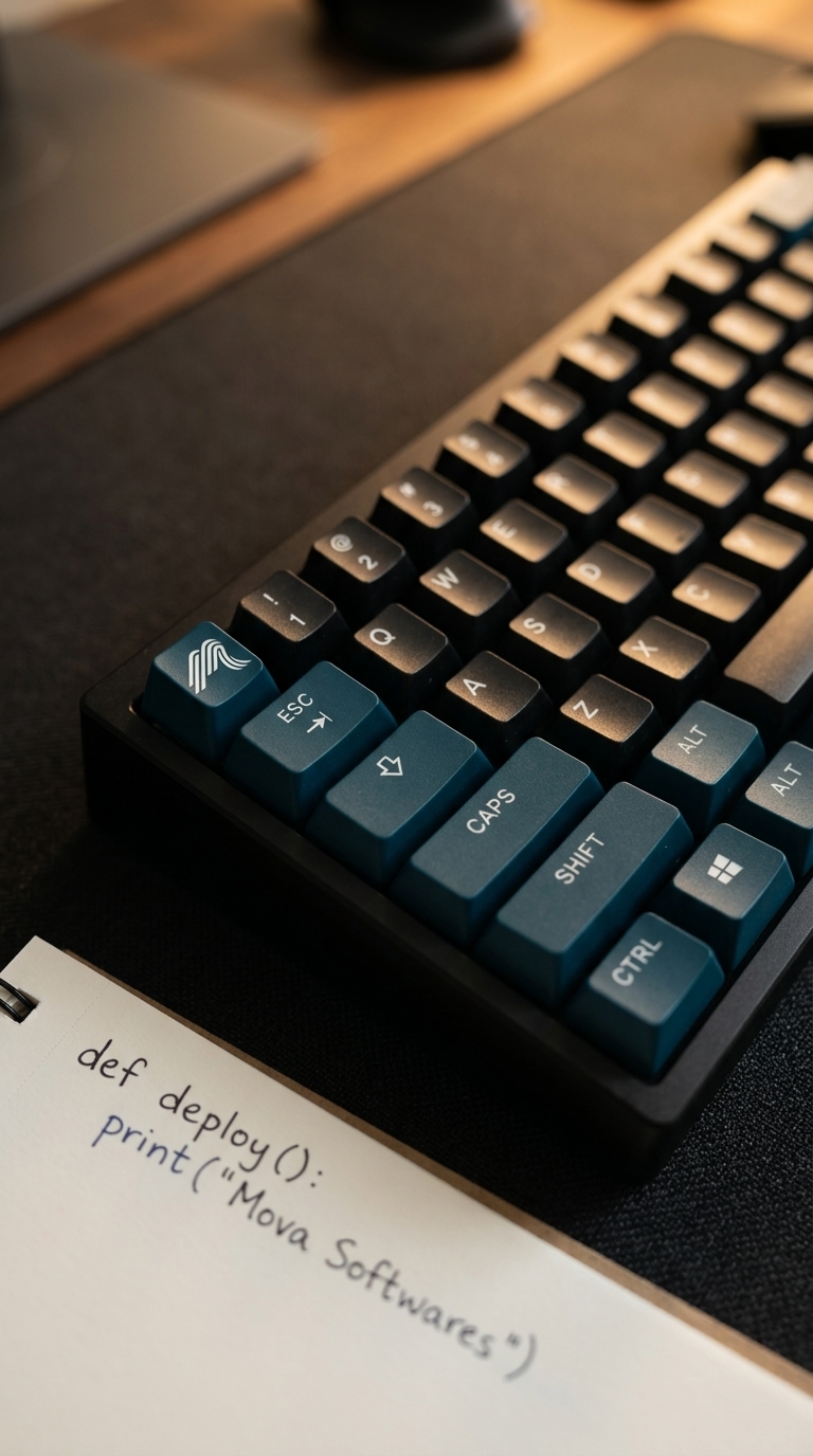 Monitor retro com código da Mova Softwares — agência de softwares em Guarapuava